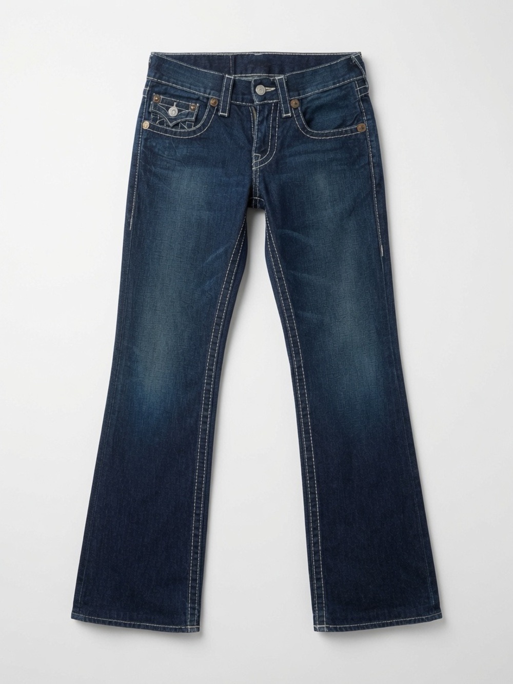 True Religion Navy Blue Flared Wide-Leg Jeans